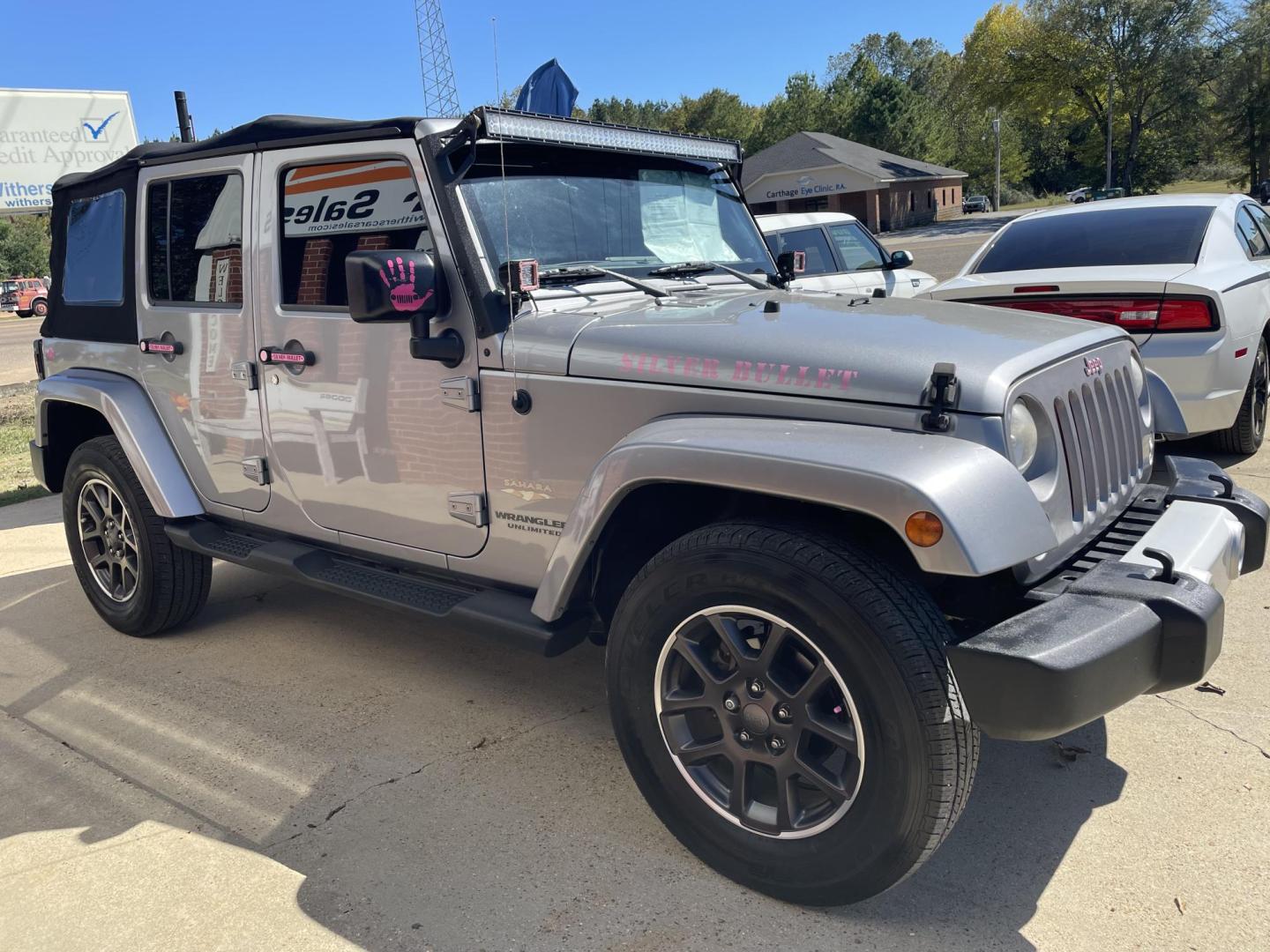 2015 Silver /Black Jeep Wrangler Unlimited Sahara 4WD (1C4BJWEGXFL) with an 3.6L V6 DOHC 24V FFV engine, Auto transmission, located at 204 Hwy. 16 East, Carthage, MS, 39051, (601) 267-7277, 0.000000, 0.000000 - Photo#1